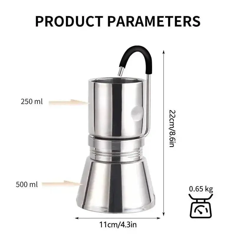 BRS-TC05 Espresso Maker Camping Stovetop Coffee Distiller Maker Stainless Steel Moka Pot Coffee Maker For Camping Accessories #W