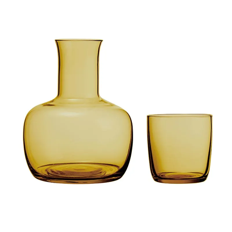 Bulb Water Carafe & Tumbler Set - Amber (900ml)