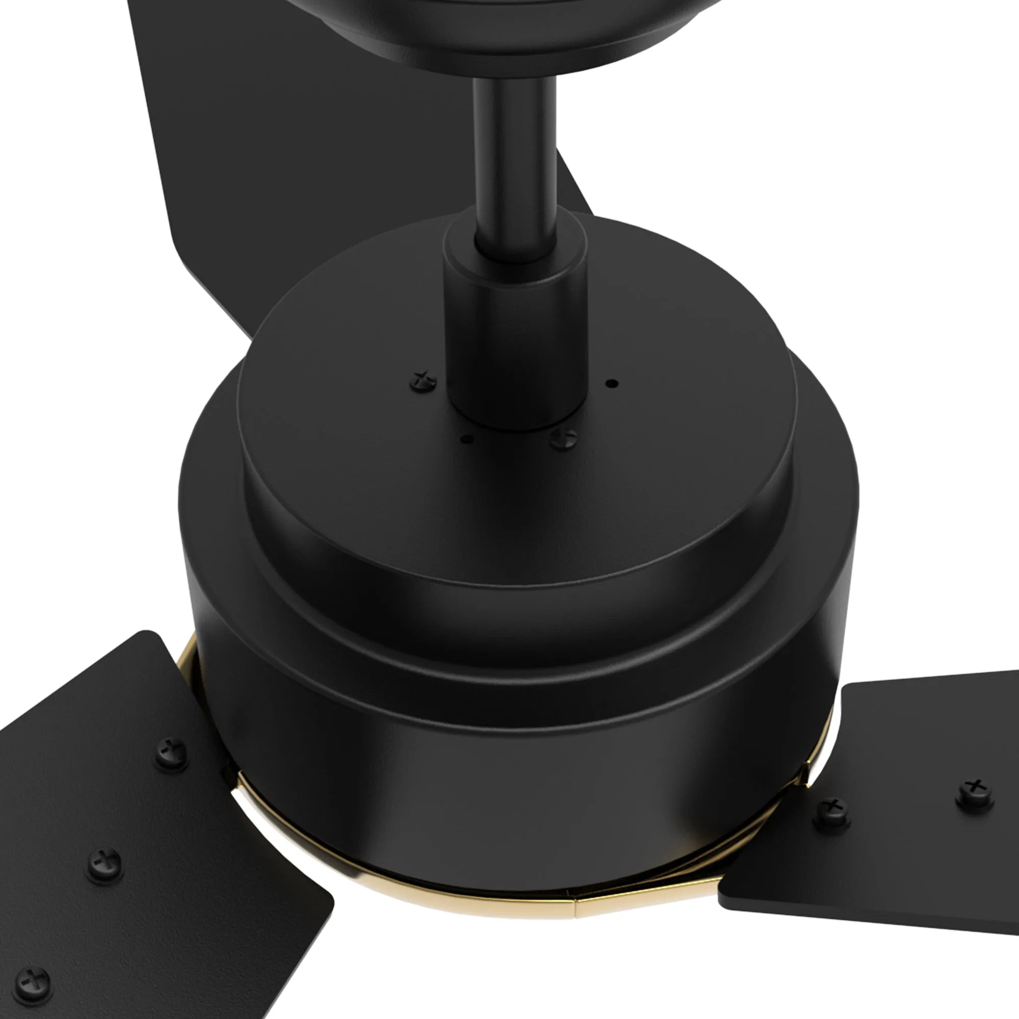 CALEN 56 inch 3-Blade Smart Ceiling Fan with LED Light Kit & Remote Control- Black/Black (Gold Detail)