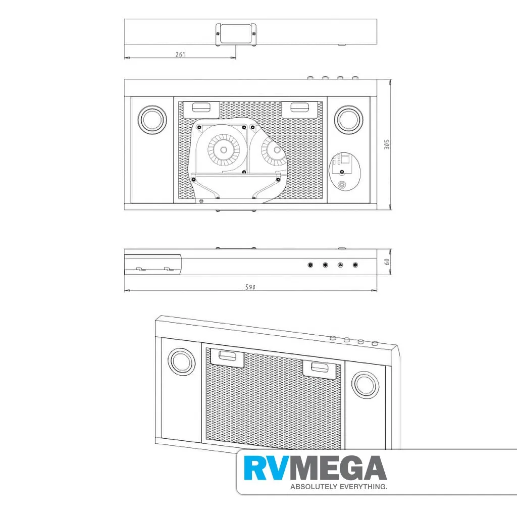 Camec Rangehood Surface Mounted 12V