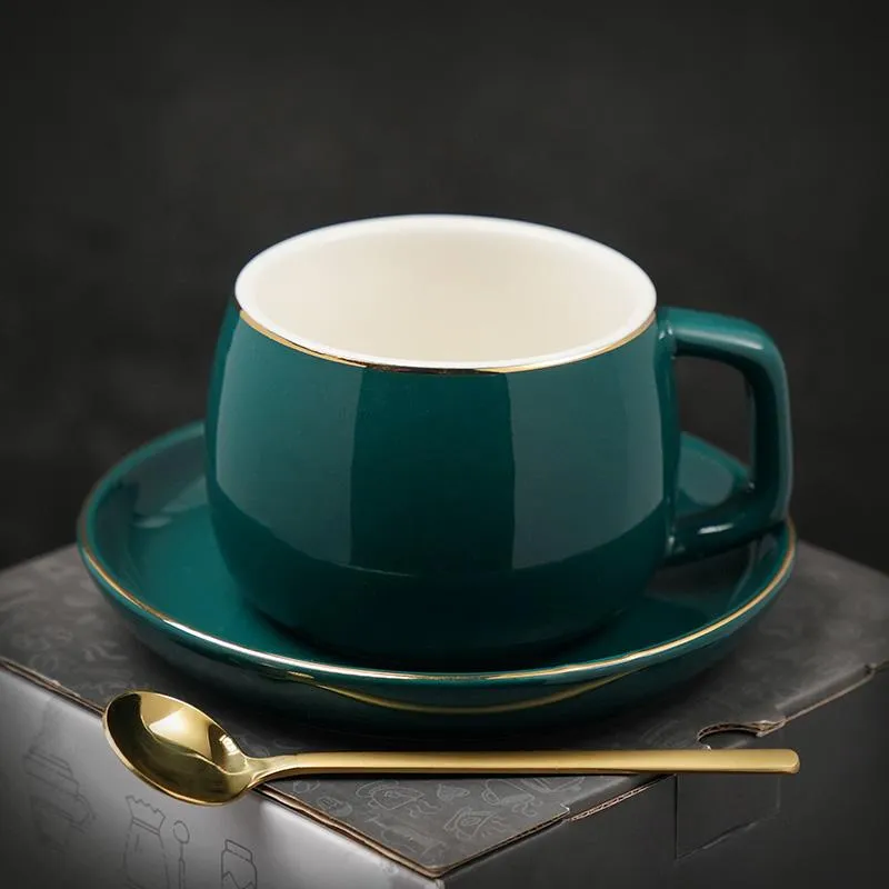 Ceramic Cup and Saucer for Office, Round Coffee Cup and Saucer Set, White Coffee Cup, Green Coffee Mug, Black Coffee Cups, Elegant Porcelain Coffee Cups