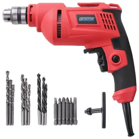 Cheston 10mm Drill Machine for Home Use | 750W 10mm Chuck 2200RPM Variable Speed | Reversible Drill Kit |Drill Kit Set with Accessories 3 Wall Bit, 3 Wood Bit, 3 Metal Bits   6 Drill Bit Set Included