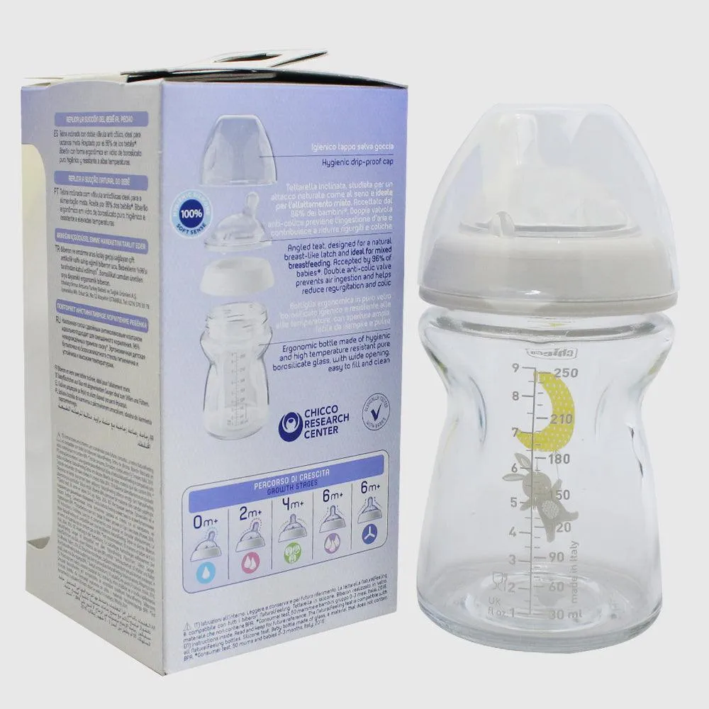 Chicco Natural Feeling Glass Bottle 250ml (0  Months)