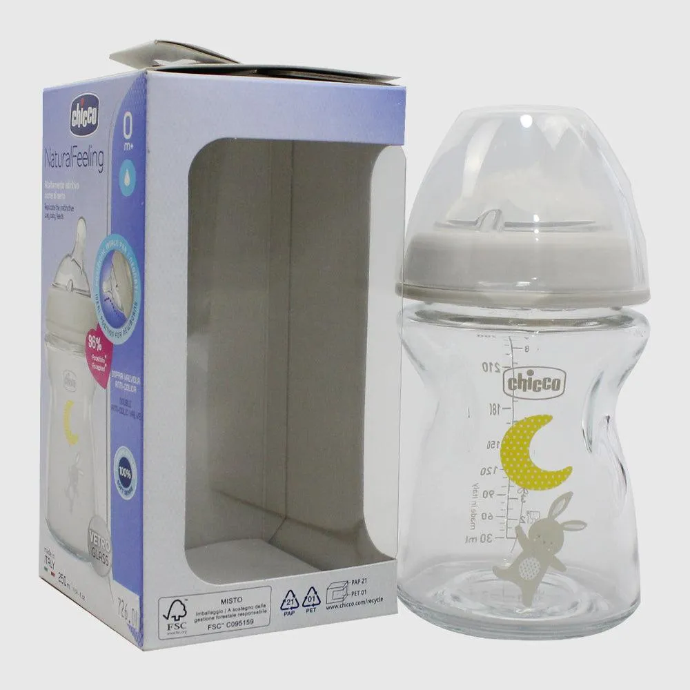 Chicco Natural Feeling Glass Bottle 250ml (0  Months)