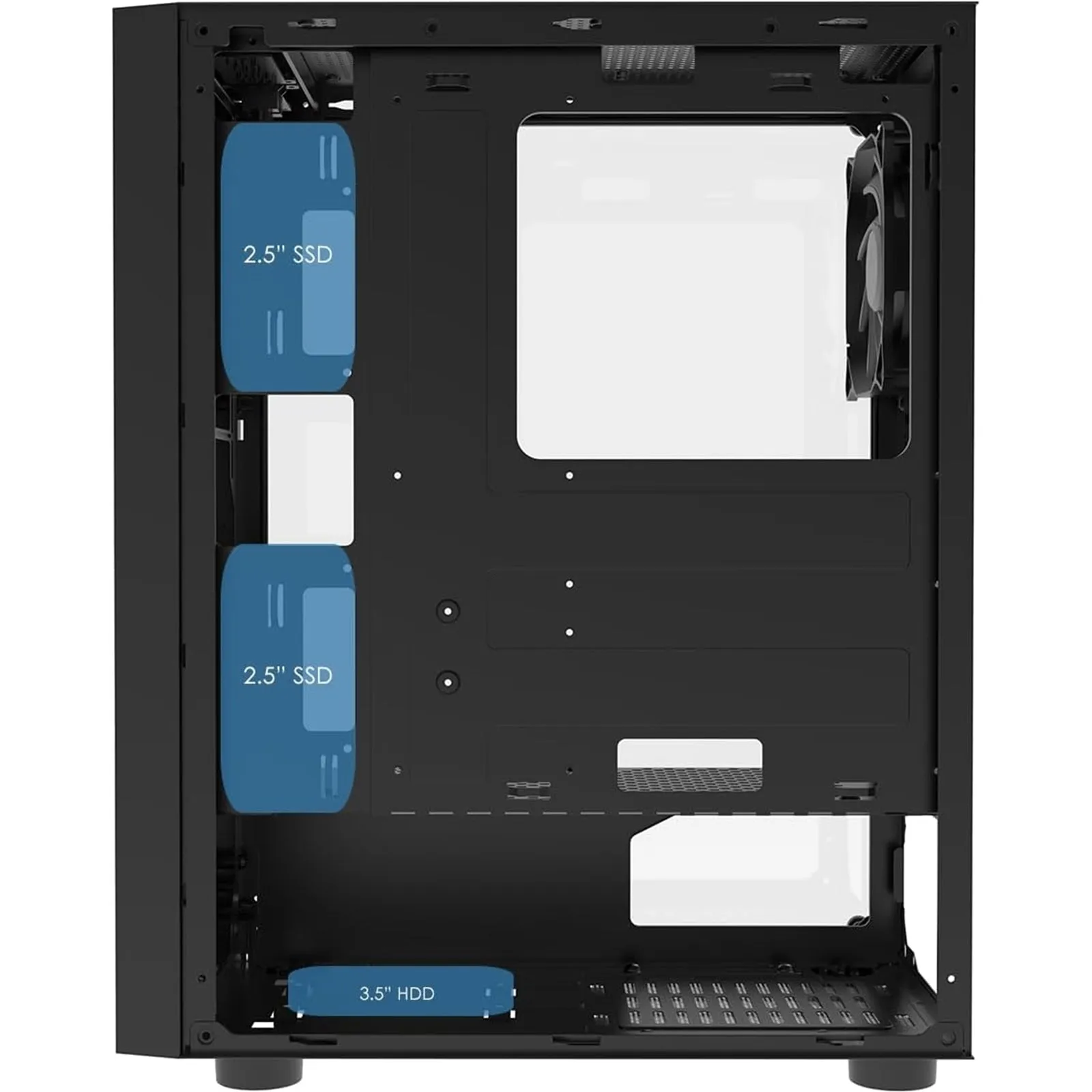 CiT Galaxy Gaming Case w/ Glass Side, ATX, LED Front Strip, Rear RGB Fan, LED Button - 13 Modes, Black