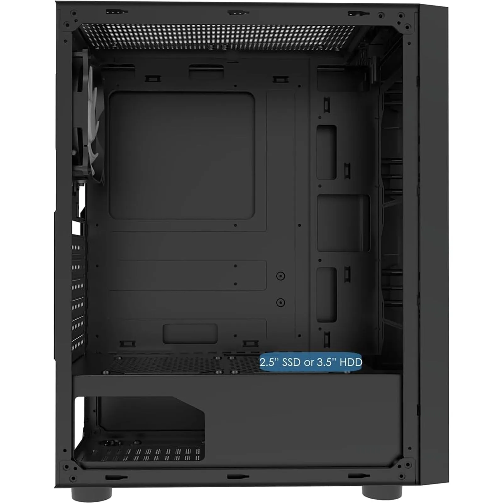 CiT Galaxy Gaming Case w/ Glass Side, ATX, LED Front Strip, Rear RGB Fan, LED Button - 13 Modes, Black