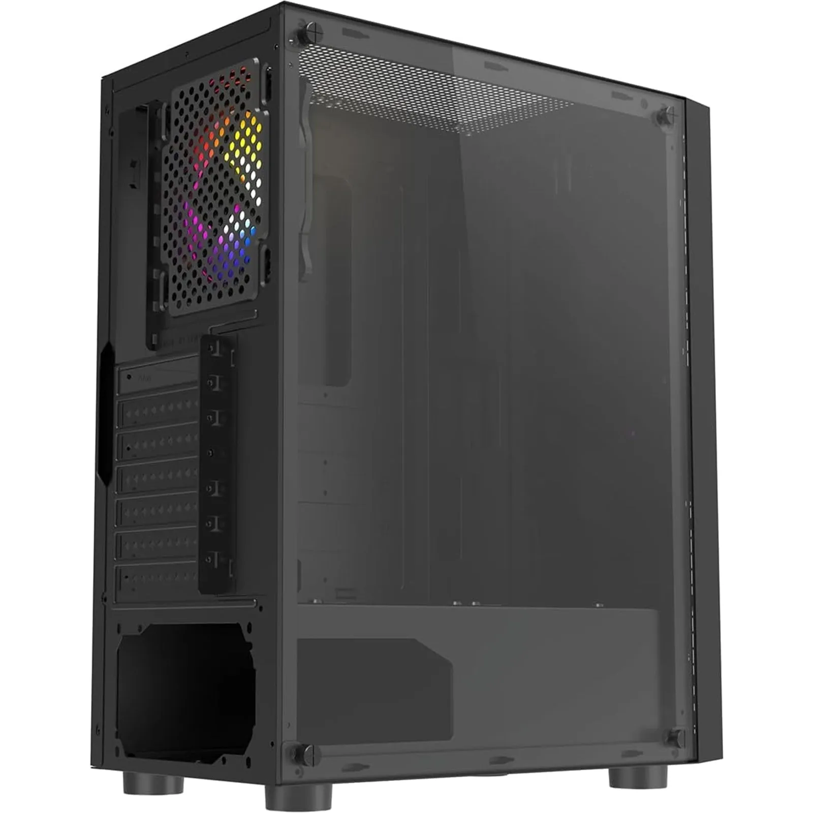 CiT Galaxy Gaming Case w/ Glass Side, ATX, LED Front Strip, Rear RGB Fan, LED Button - 13 Modes, Black