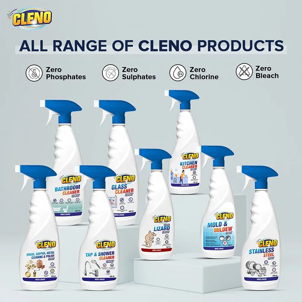 Cleno Heavy Duty Kitchen Degreaser Cleaner Spray Removes Oil Grease from Food Stains/Chimney Stove Grill/Kitchen Slab/Oven/Exhaust Fan - 450 ml (Pack of 10)