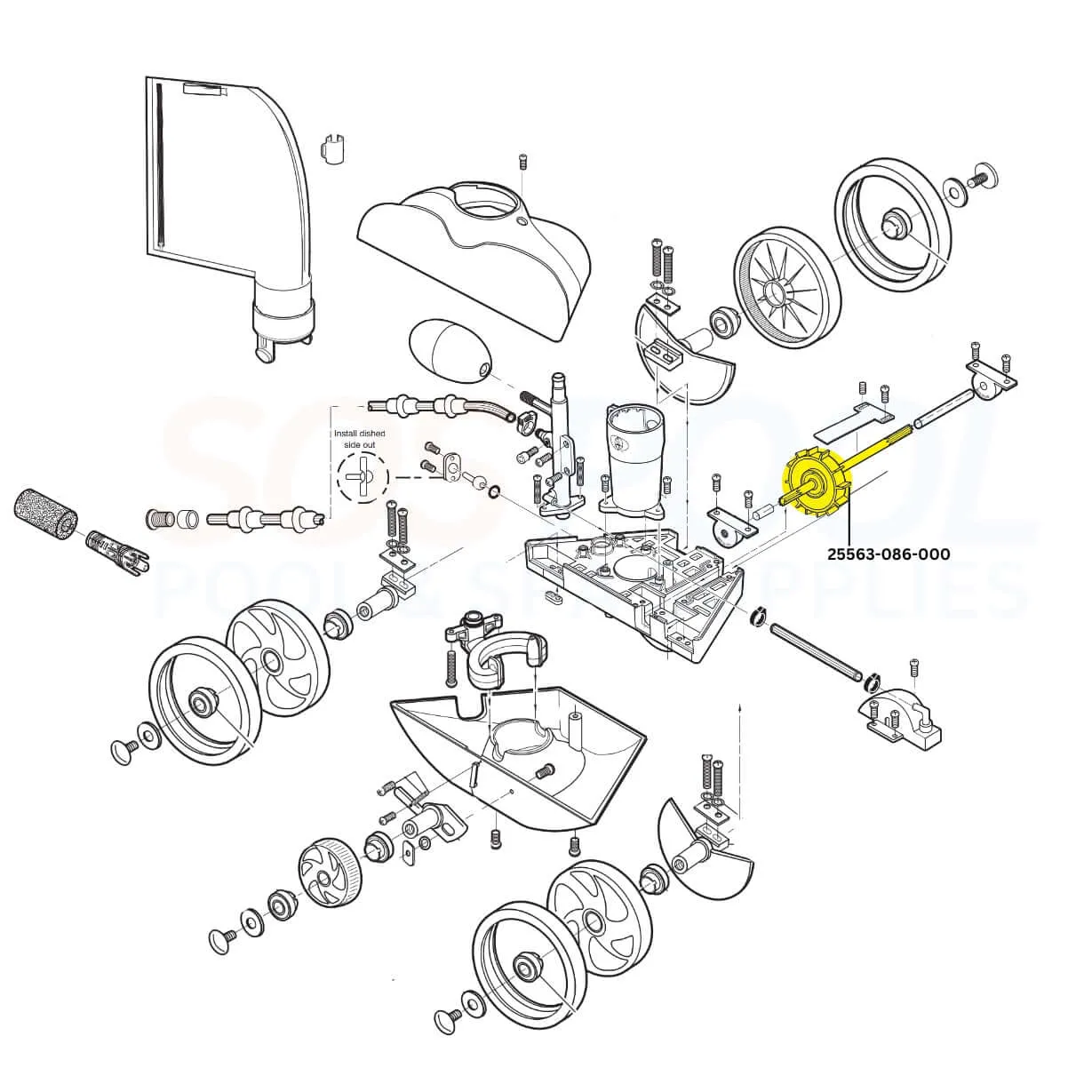 CMP Drive Shaft Assembly For Polaris Vac-Sweep 180 and 280 Cleaners | C86 | 25563-086-000