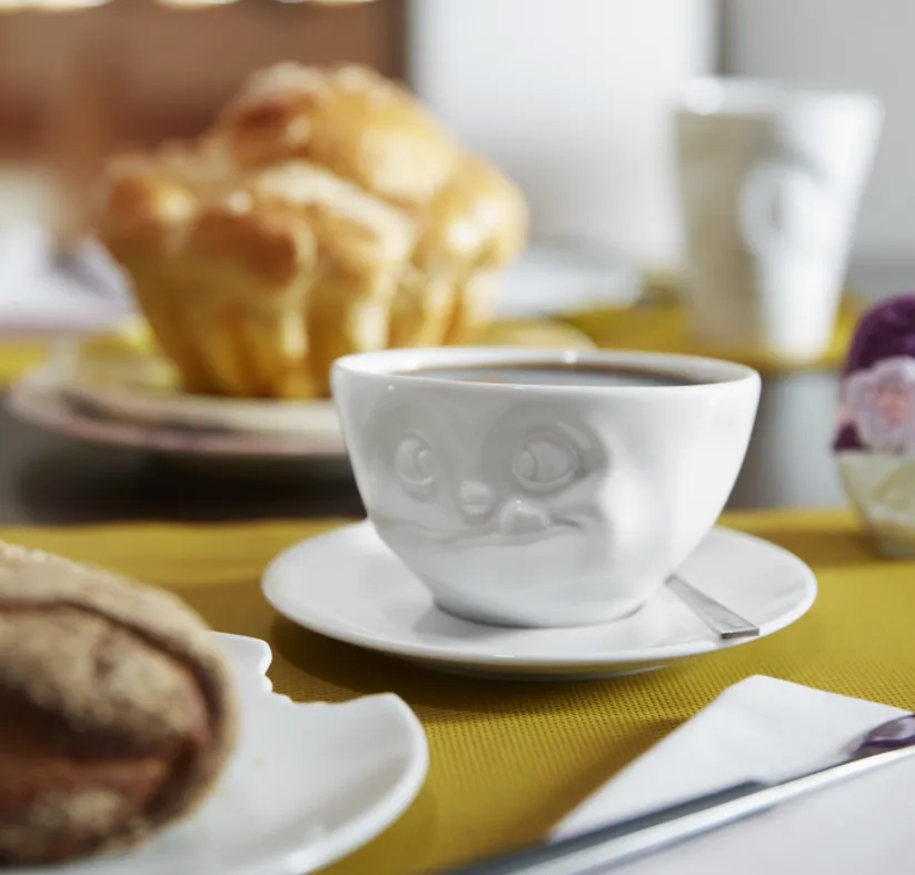 Coffee Cup with Saucer, Tasty Face