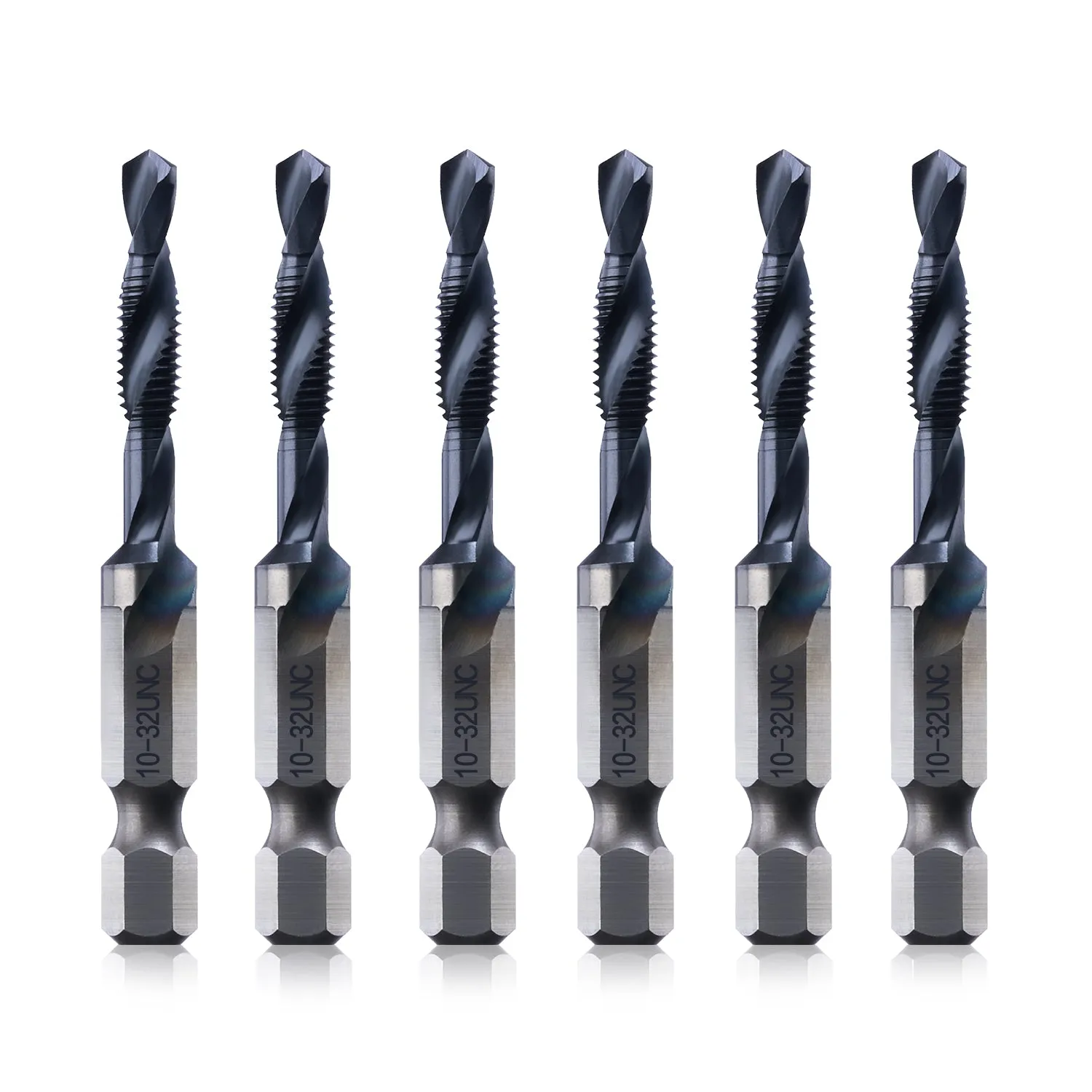 Combination Drill and Tap Bit Set, One-Step Drilling, Tapping, and Deburring/Countersinking for Stainless Steel, Aluminum,Copper, Plastic, Mild Steel