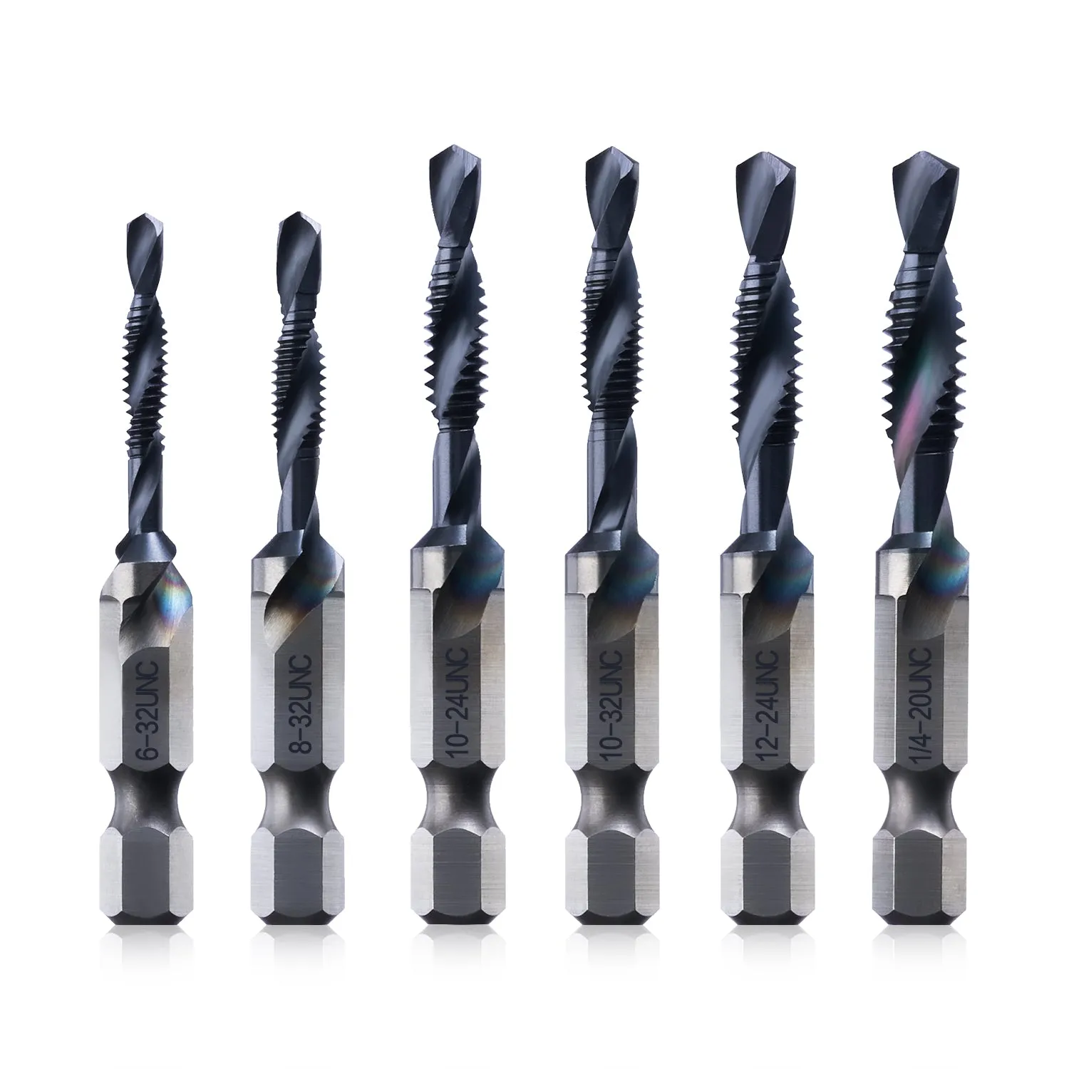 Combination Drill and Tap Bit Set, One-Step Drilling, Tapping, and Deburring/Countersinking for Stainless Steel, Aluminum,Copper, Plastic, Mild Steel