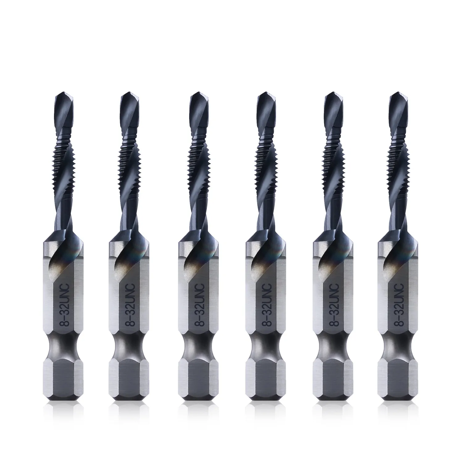 Combination Drill and Tap Bit Set, One-Step Drilling, Tapping, and Deburring/Countersinking for Stainless Steel, Aluminum,Copper, Plastic, Mild Steel