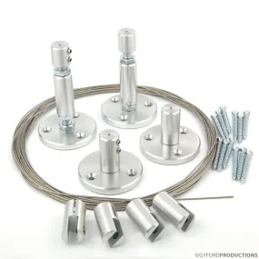 Complete 3/64" Gyford Wire Kit - Ceiling & Floor Mounts with Grippers and Wire