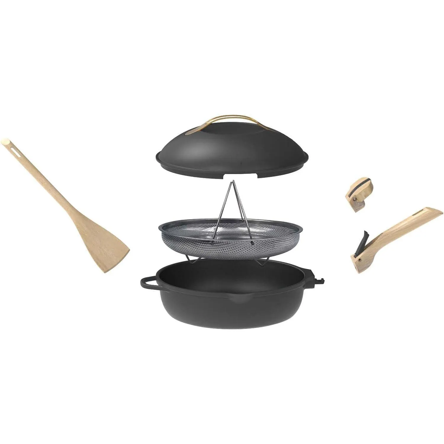 COOKUT La Favolosa Padella Casseruola Tegame 2 Manici 8 in 1 24cm Metallo Meteora Nero