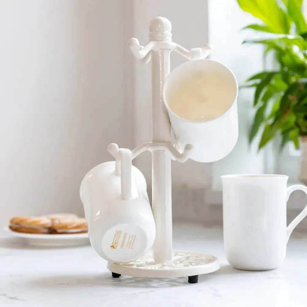 Cream Cast Iron Mug Tree