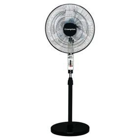 Crompton Windmill Pedestal Fan 16-inch Chrome Black