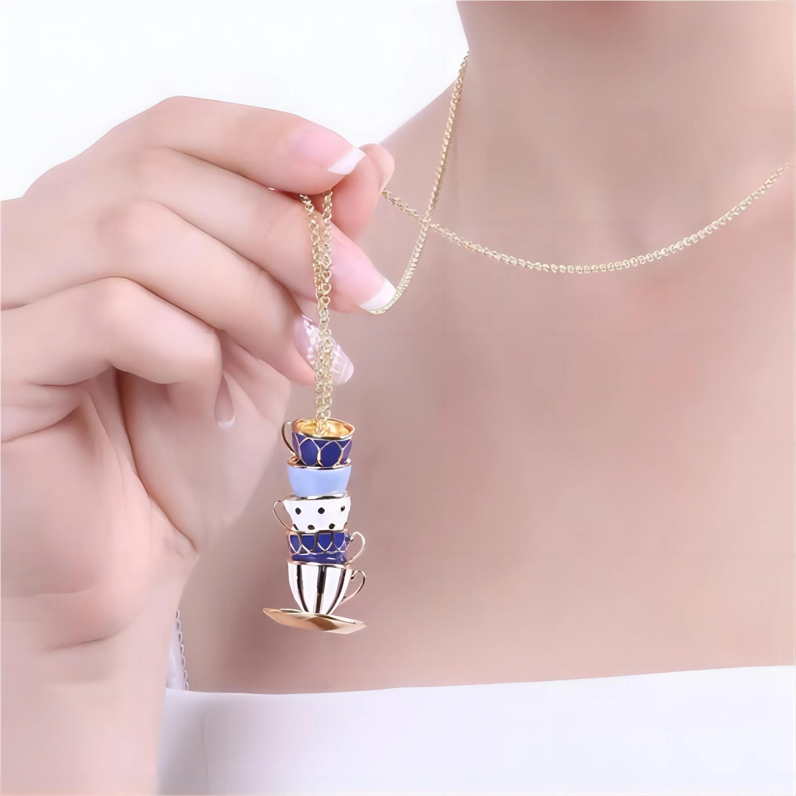 Cute Coffee Cup Long Chain Necklace