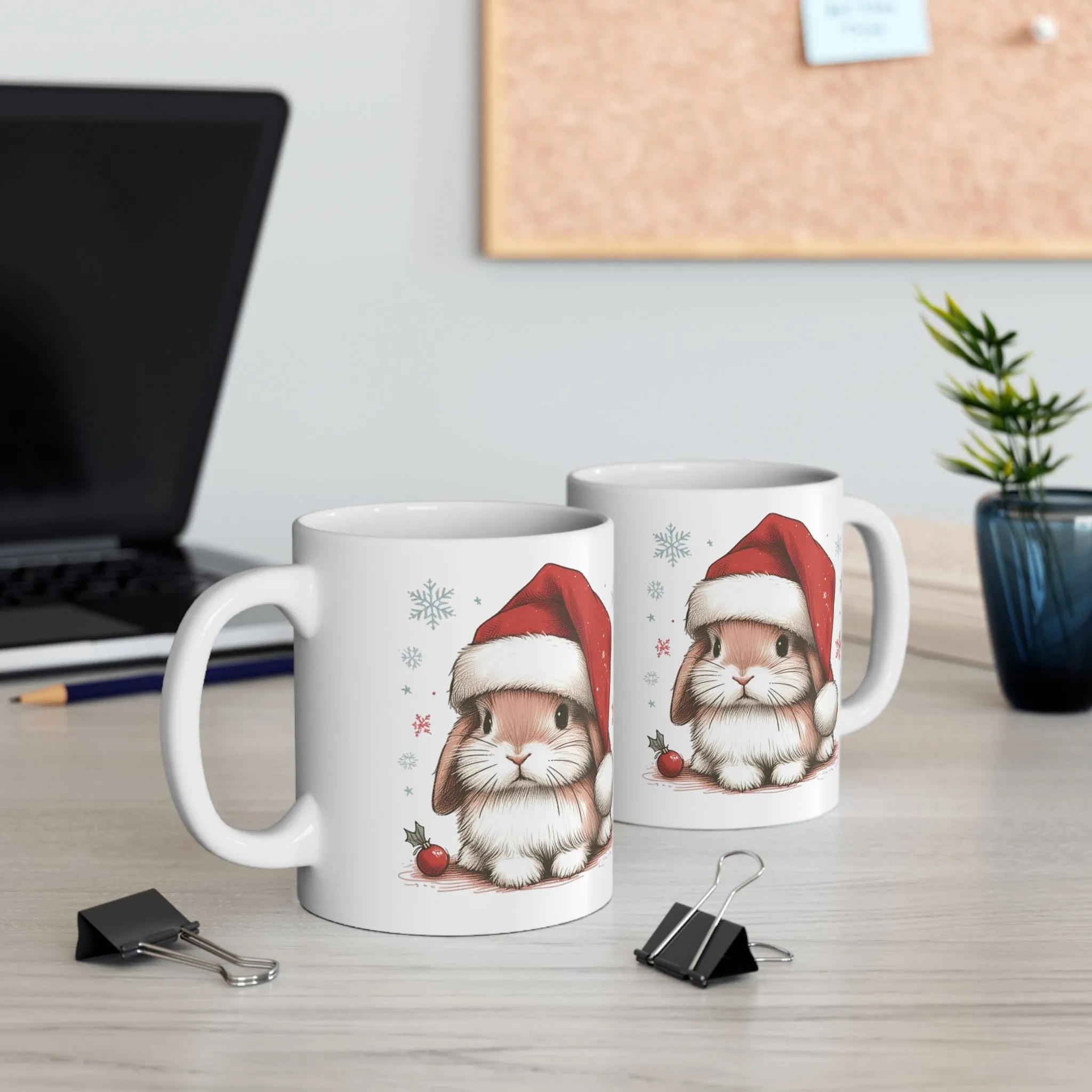 Cute Santa Bunny Christmas Ceramic Mug - Perfect for Holiday Gifting