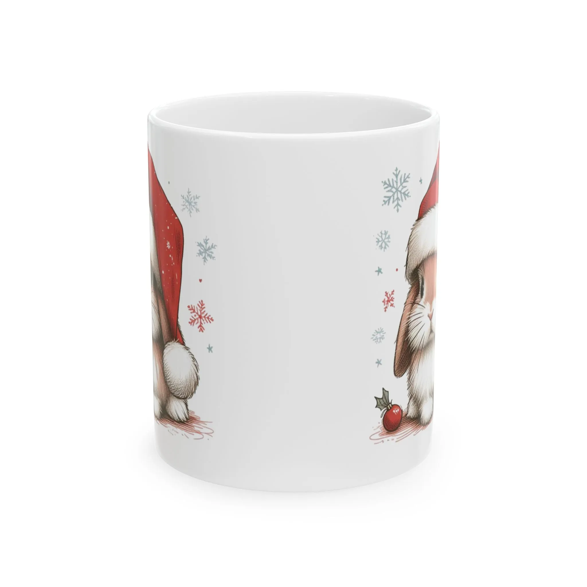 Cute Santa Bunny Christmas Ceramic Mug - Perfect for Holiday Gifting