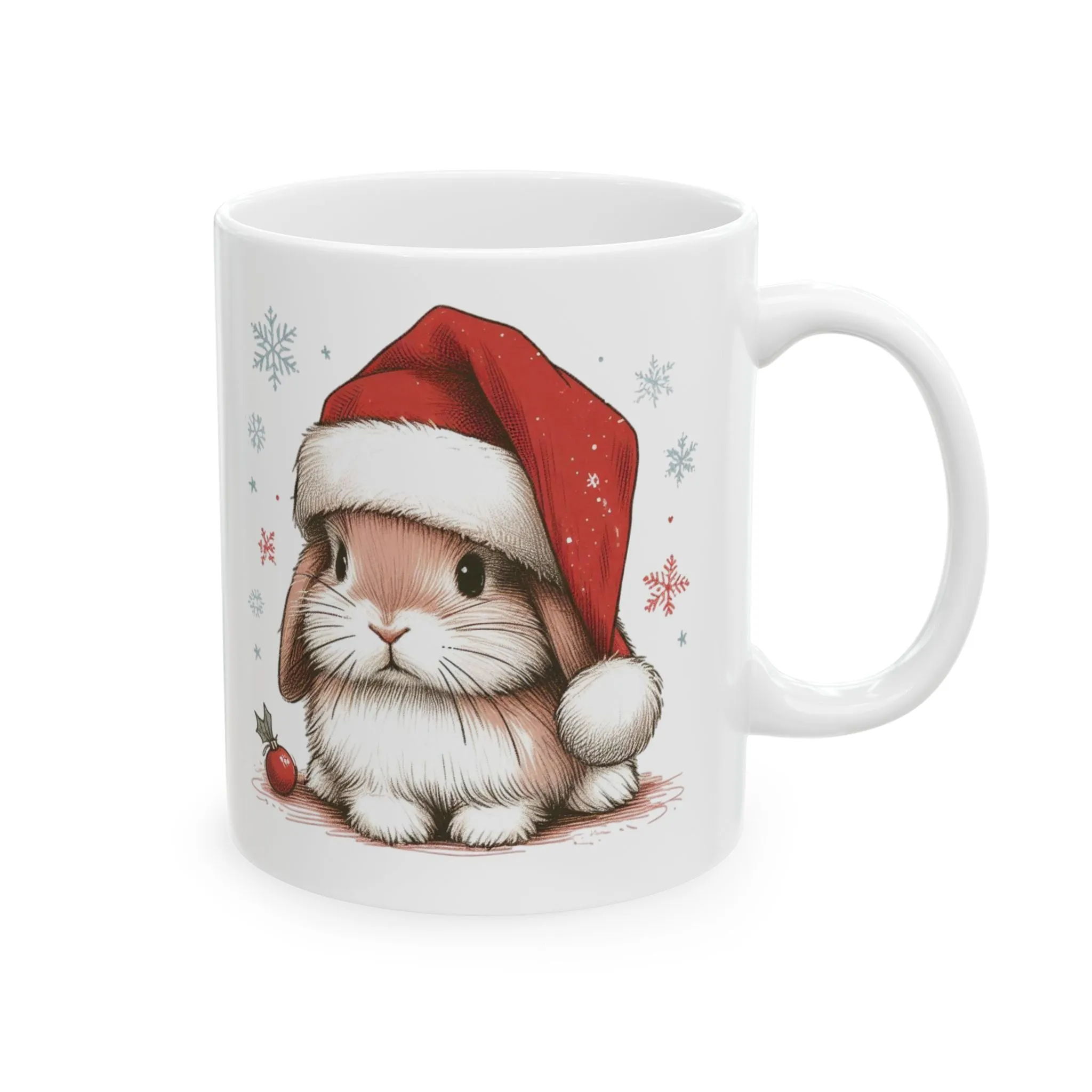 Cute Santa Bunny Christmas Ceramic Mug - Perfect for Holiday Gifting