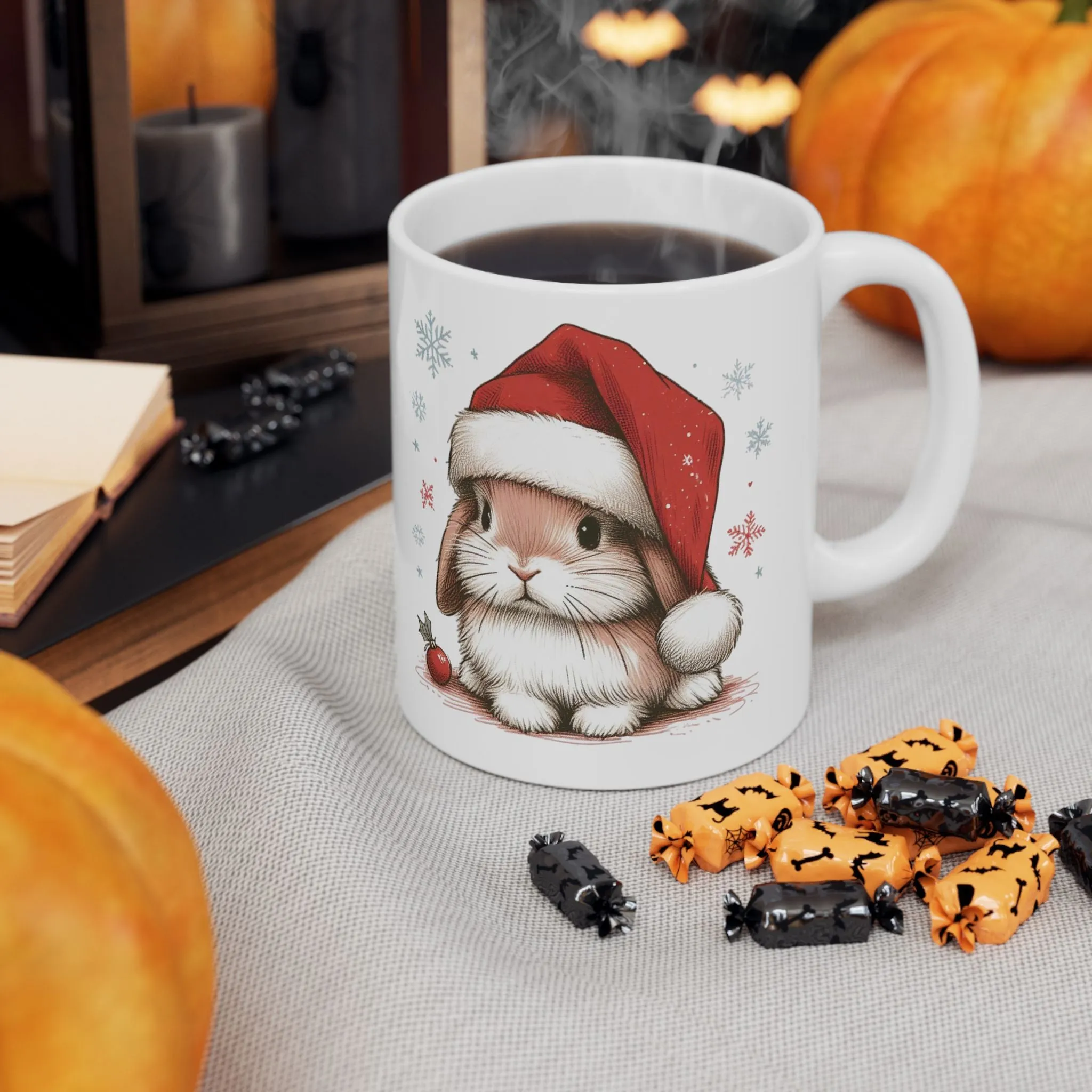 Cute Santa Bunny Christmas Ceramic Mug - Perfect for Holiday Gifting