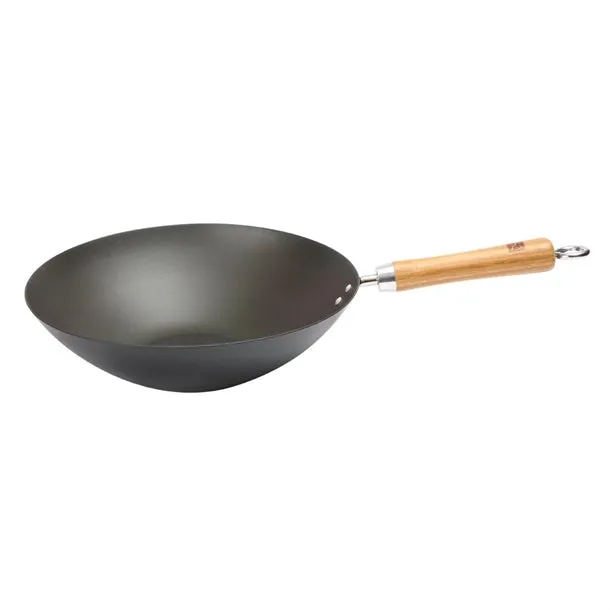 Dexam School of Wok Pre-Seasoned Carbon Steel Flat Base Wok 270mm - DZ888