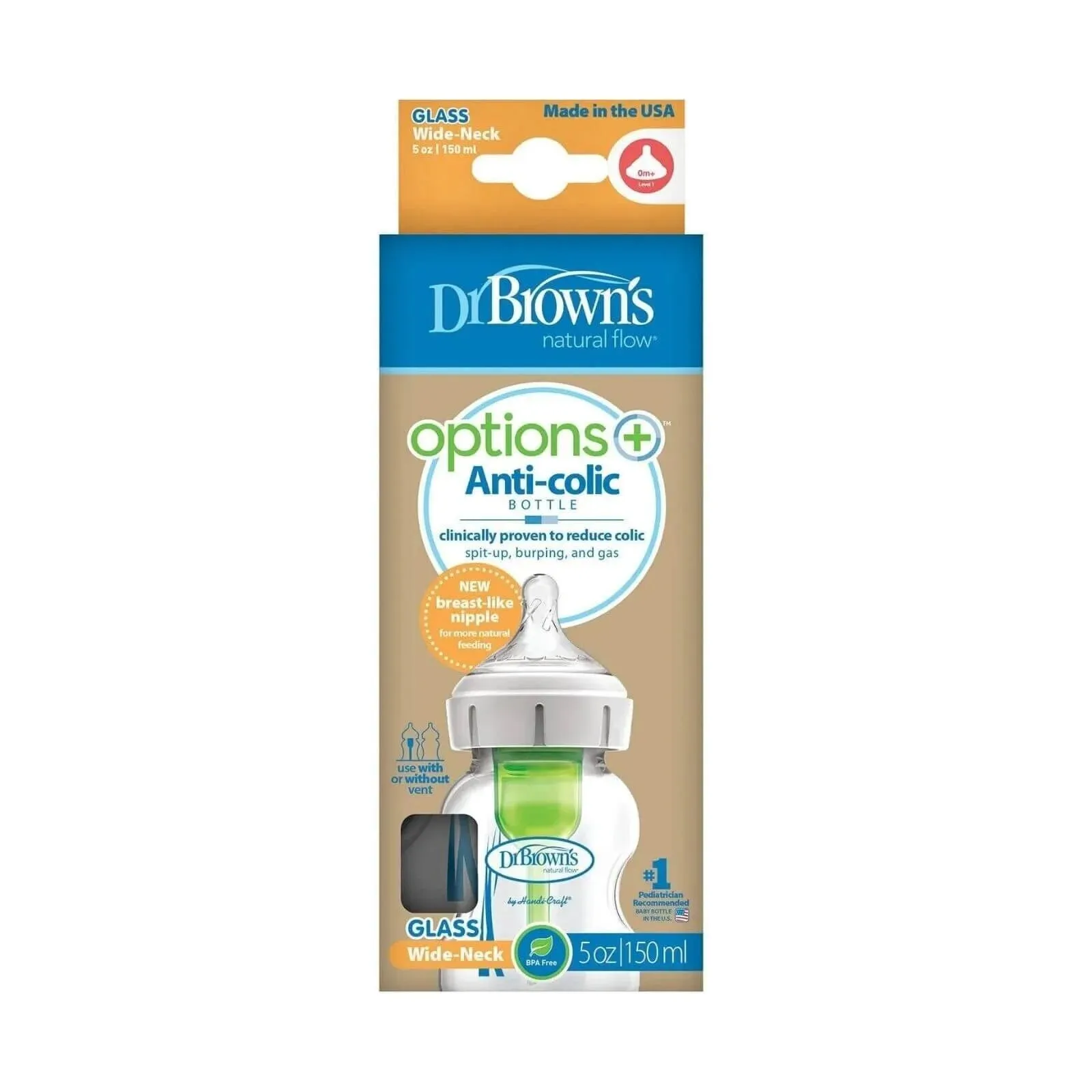 Dr. Brown's Options  Wide Neck Anti-Colic Glass Bottle 150ml