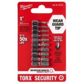 Drill Bits - Milwaukee SHOCKWAVE™ Torx® Security Insert Bit Set - 10PC, 48-32-4618