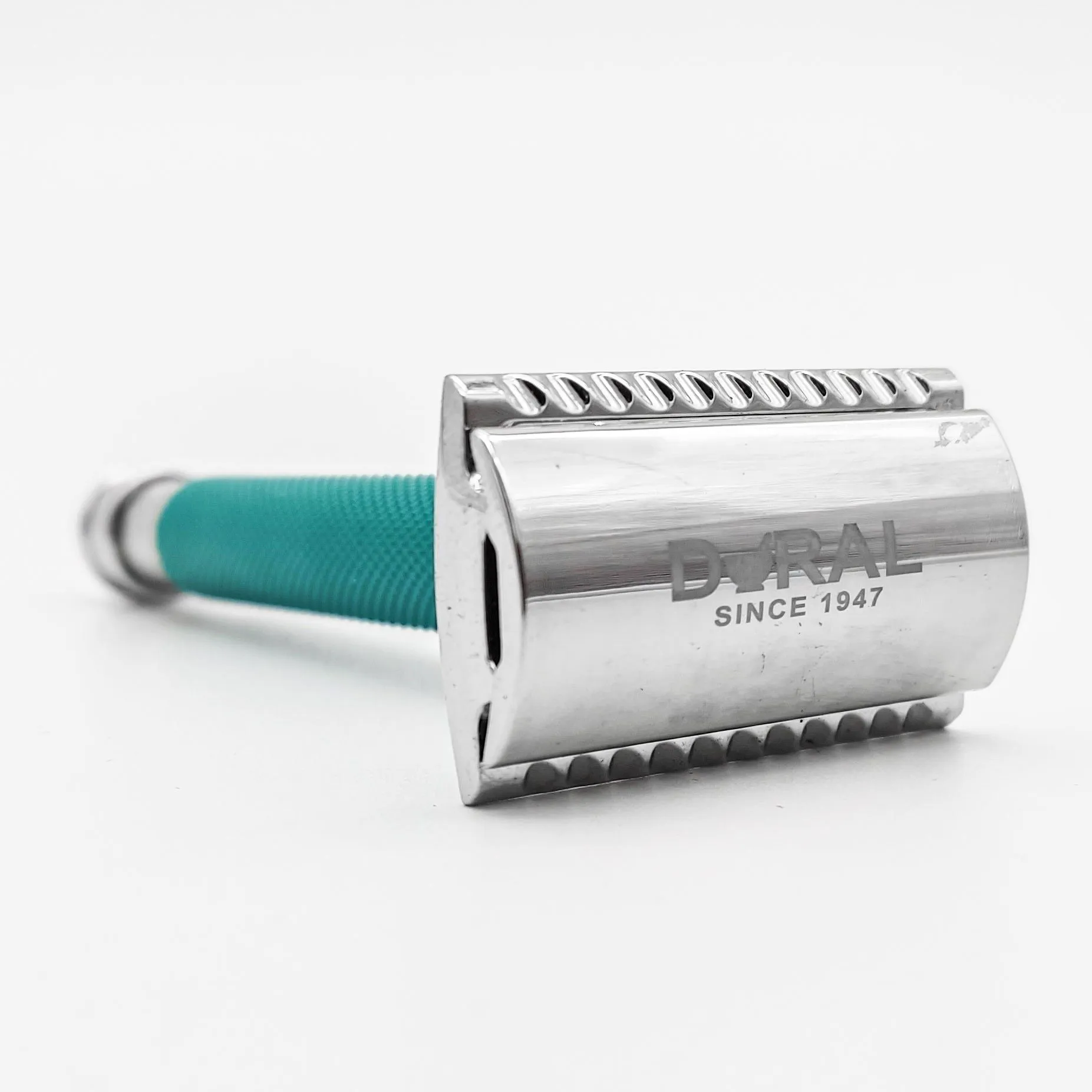 Dural Heavy Stroud Head Double Edge Safety Razor Duty Sea Green/Silver   Pouch