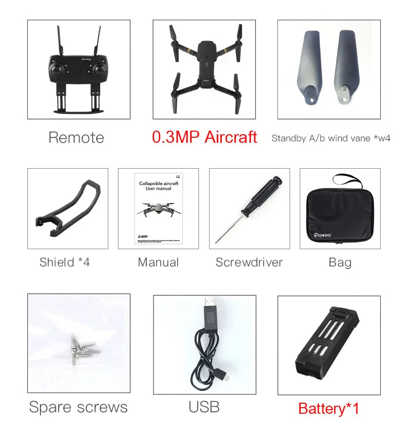 Eachine E58 WIFI FPV With Wide Angle HD 1080P Camera Hight Hold Mode Foldable Arm RC Quadcopter Drone X Pro RTF  Dron For Gift