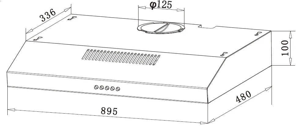 EF 90CM Slimline Hood EFCH 9108T BK