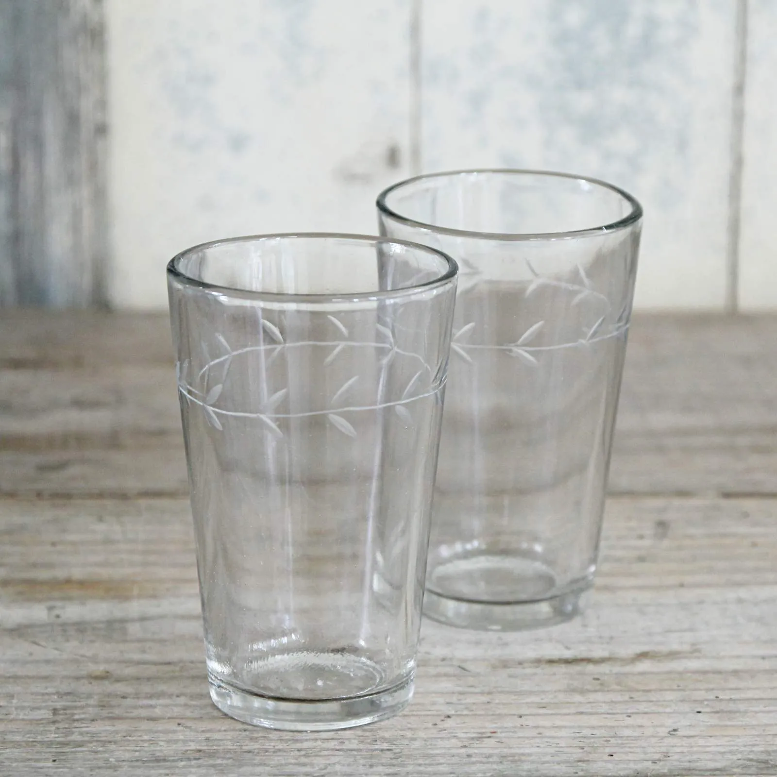 Etched Leaf Water Glass