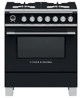 Fisher Paykel - 3.5 cu. ft  Dual Fuel Range in Black - OR30SCG6B1