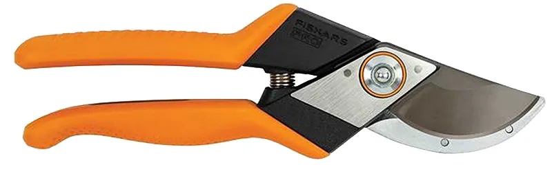 Fiskars 394951-1001 Pruner, 1 in Cutting Capacity, HCS Blade, Curved Blade, Cast Aluminum Handle, Soft Grip Handle :EA: QUANTITY: 1