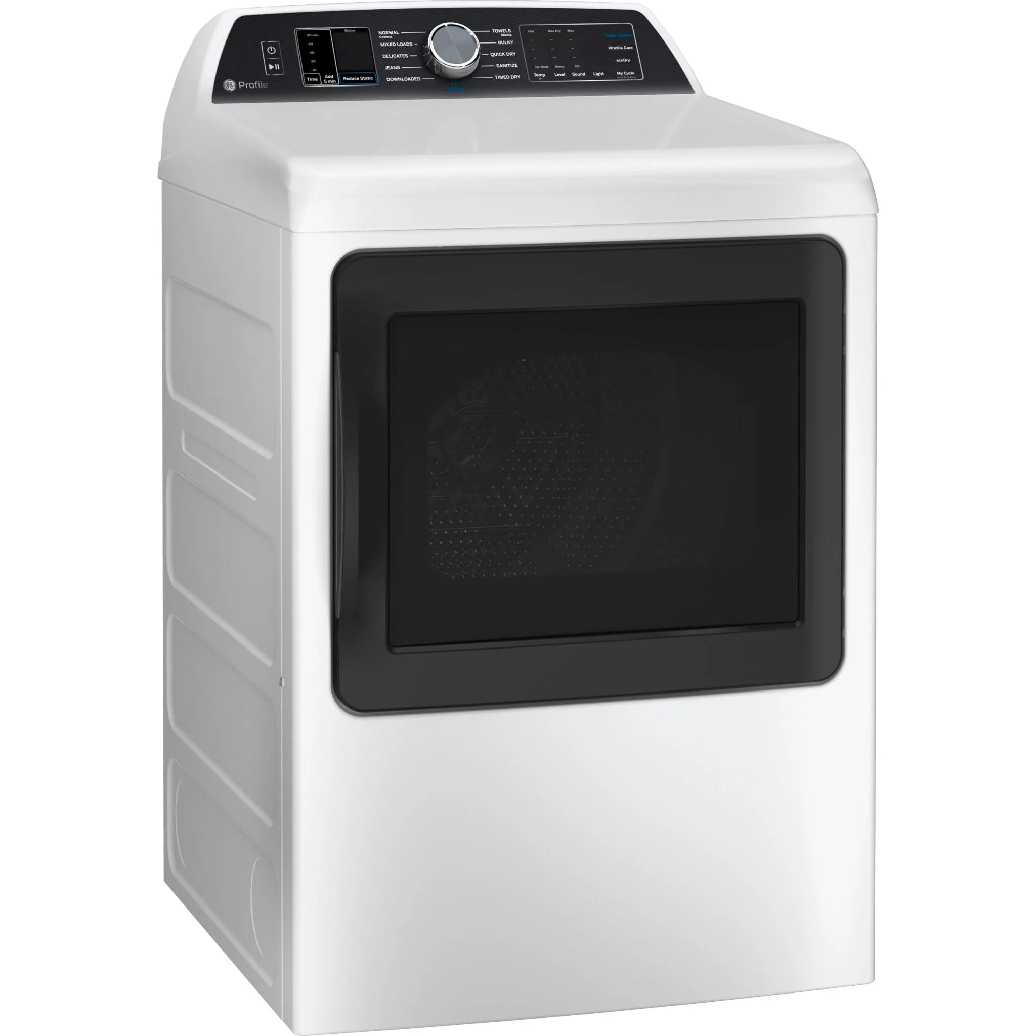 GE Profile Front Load Dryer (PTD70EBMTWS) - White on White with Silver Backsplash