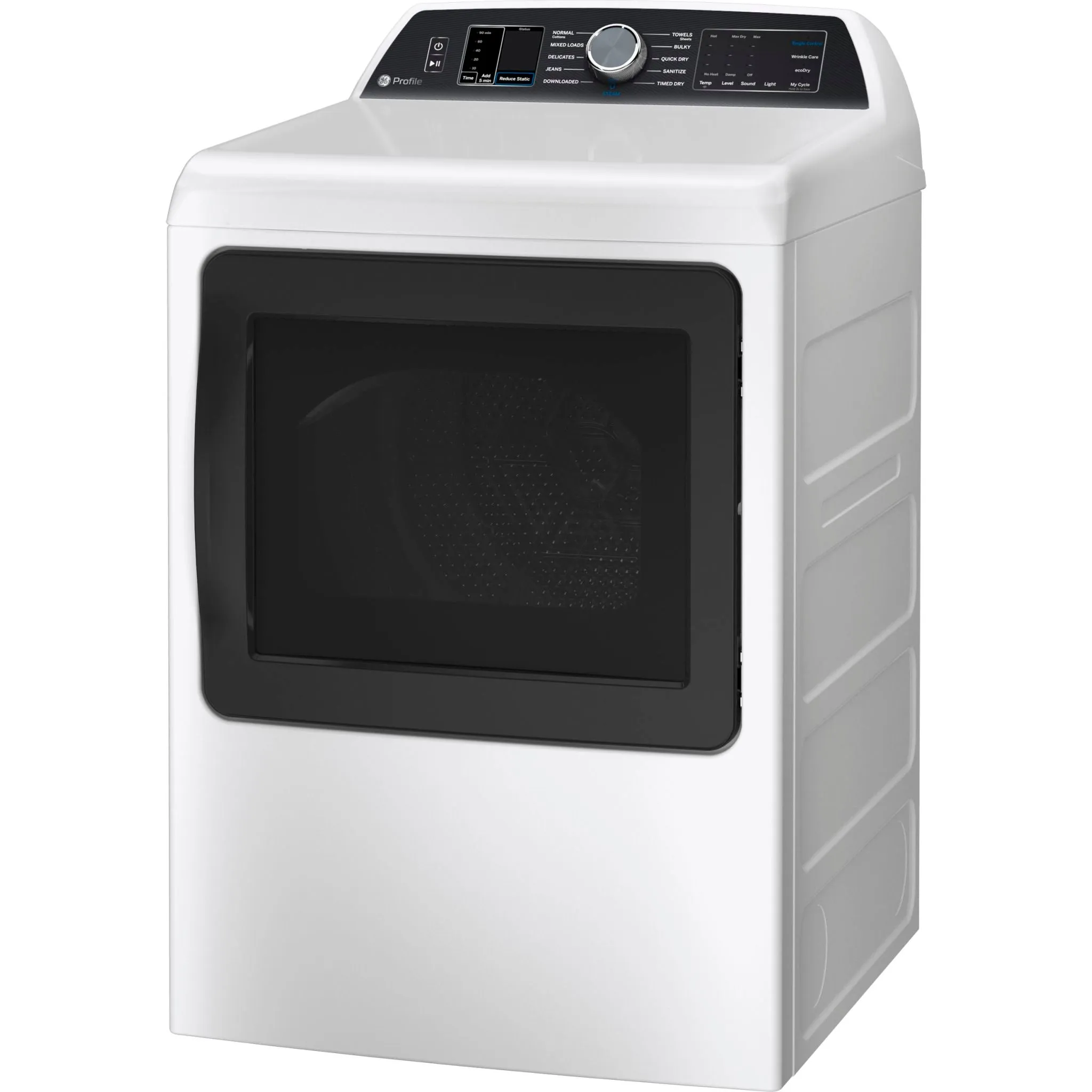 GE Profile Front Load Dryer (PTD70EBMTWS) - White on White with Silver Backsplash