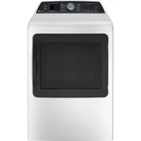 GE Profile Front Load Dryer (PTD70EBMTWS) - White on White with Silver Backsplash