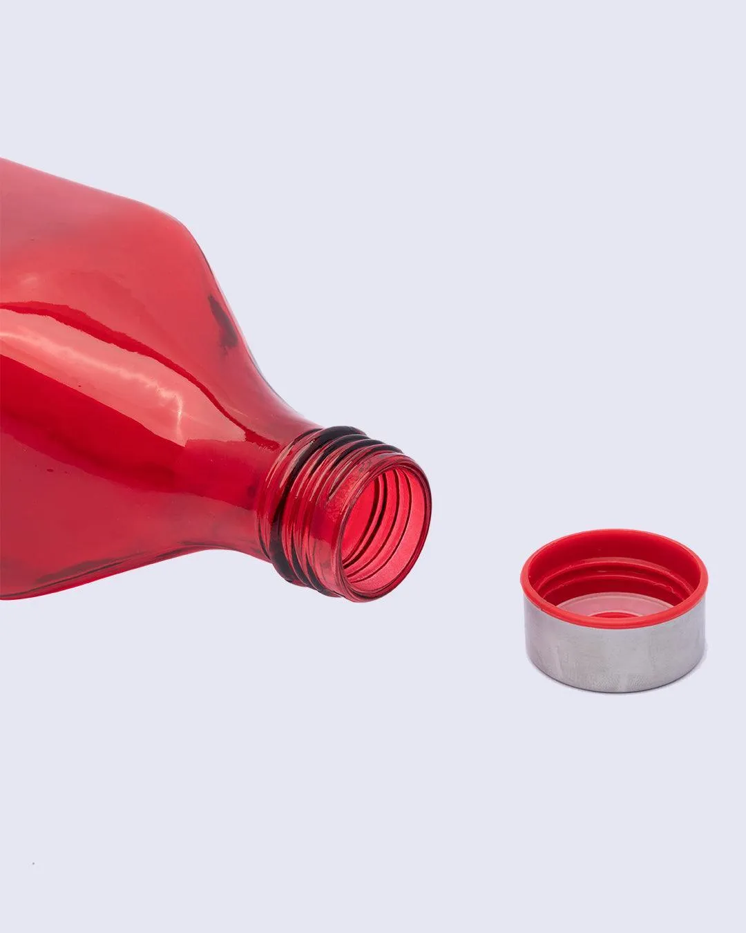 Glass Bottle, Water Bottle, Modern Design, Red, Glass, 1.1 Litre