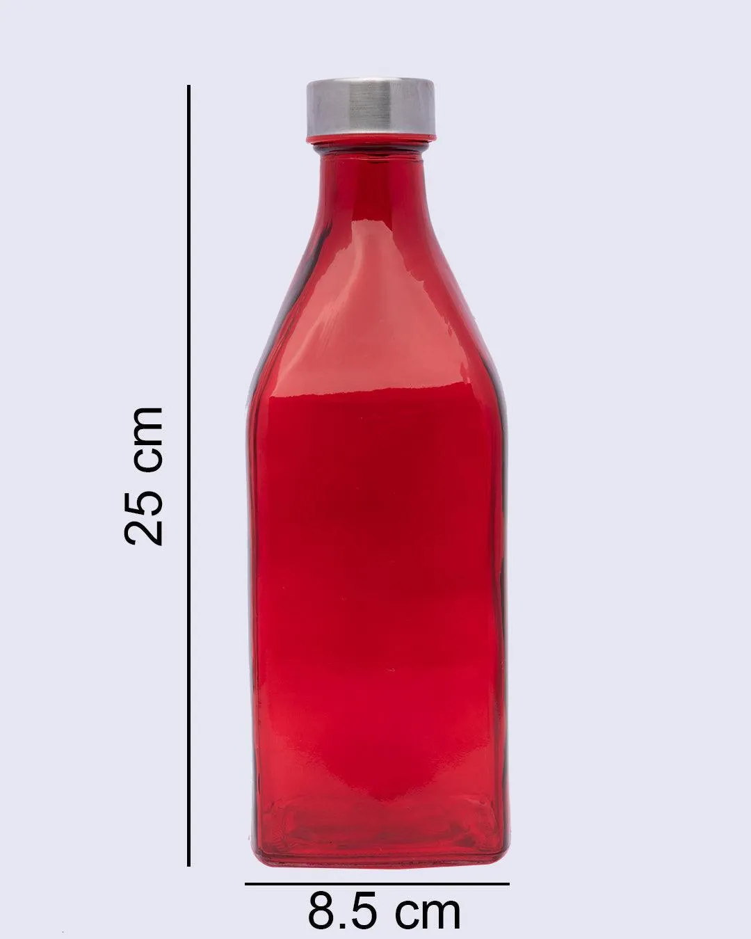 Glass Bottle, Water Bottle, Modern Design, Red, Glass, 1.1 Litre