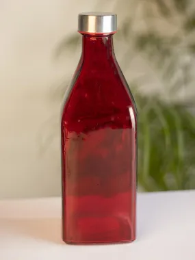 Glass Bottle, Water Bottle, Modern Design, Red, Glass, 1.1 Litre