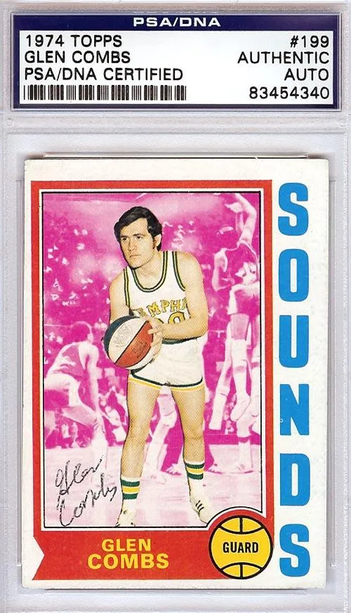 Glen Combs Autographed 1974 Topps Card #199 Memphis Sounds PSA/DNA #83454340