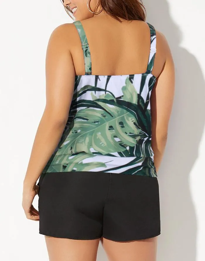 Grand Palms Loop Strap Blouson Tankini with Cargo Short