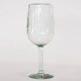 Hand Blown and Etched Glass - Oversized Goblet