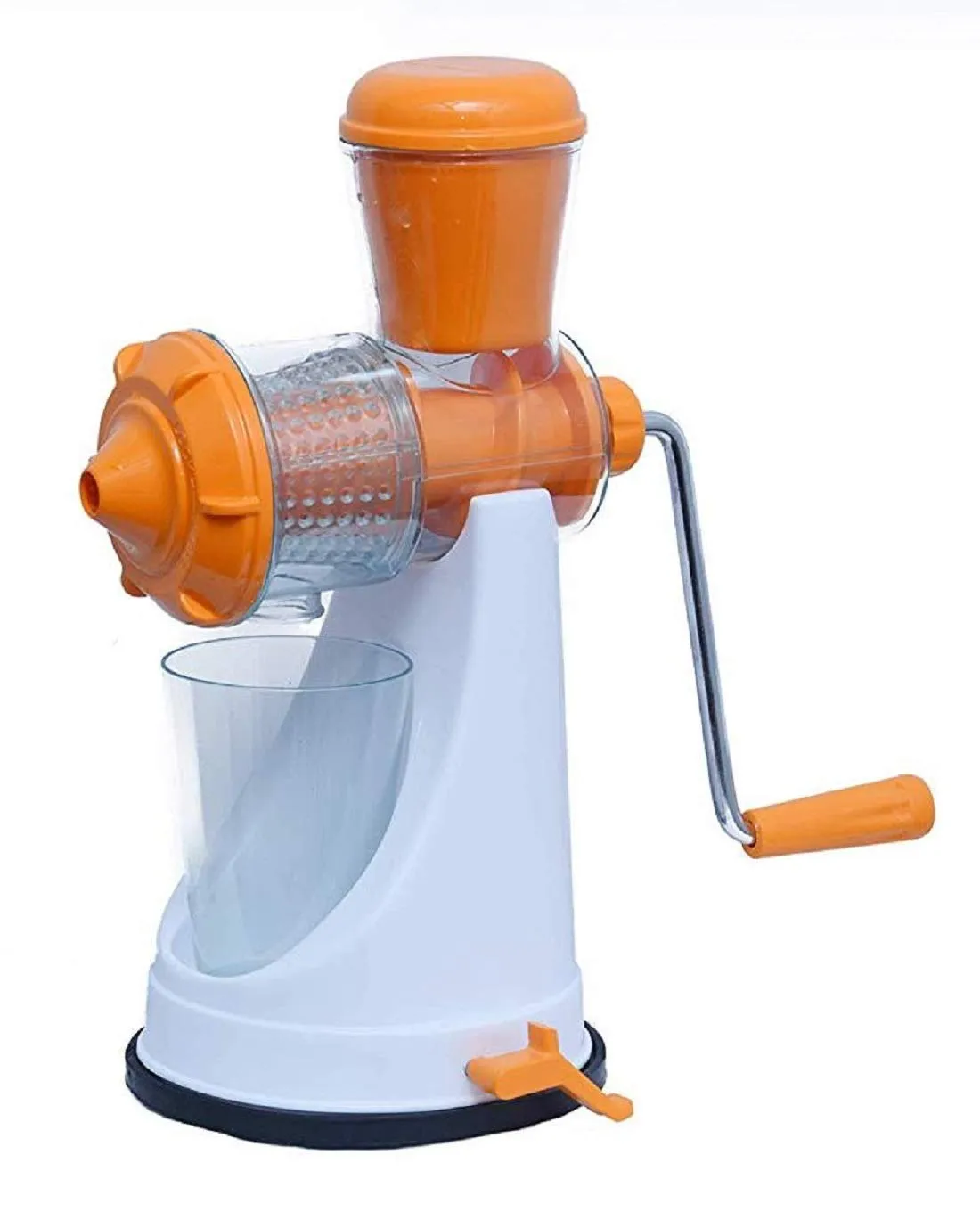 Heart Home Hand Juicer Machine for Home, Juice Maker Machine, Deluxe Fruit & Vegetable Manual Juicer with Vacuum Base Steel Handle(Orange) - HEART2343, Standard