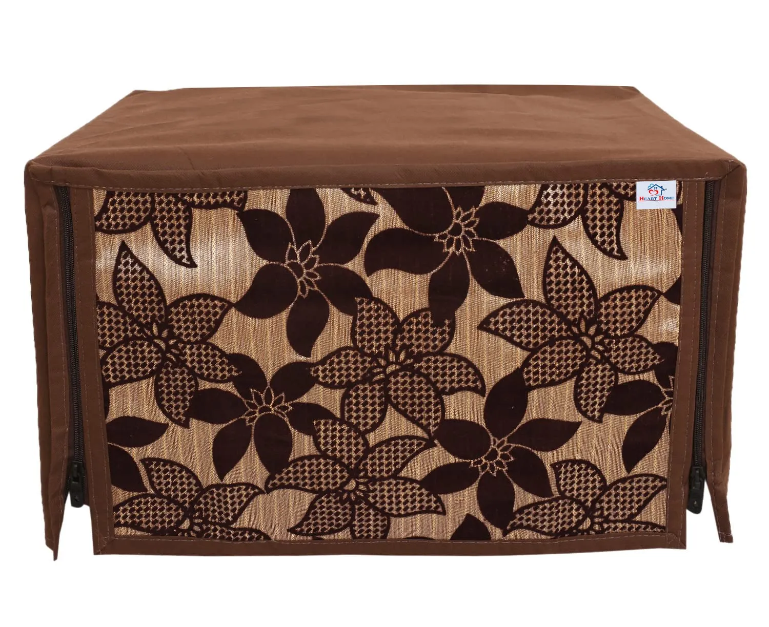 Heart Home Velvet Flower Printed Microwave Oven Cover, Dustproof Machine Protector Cover,25 LTR. (Brown)-HS43HEARTH26060