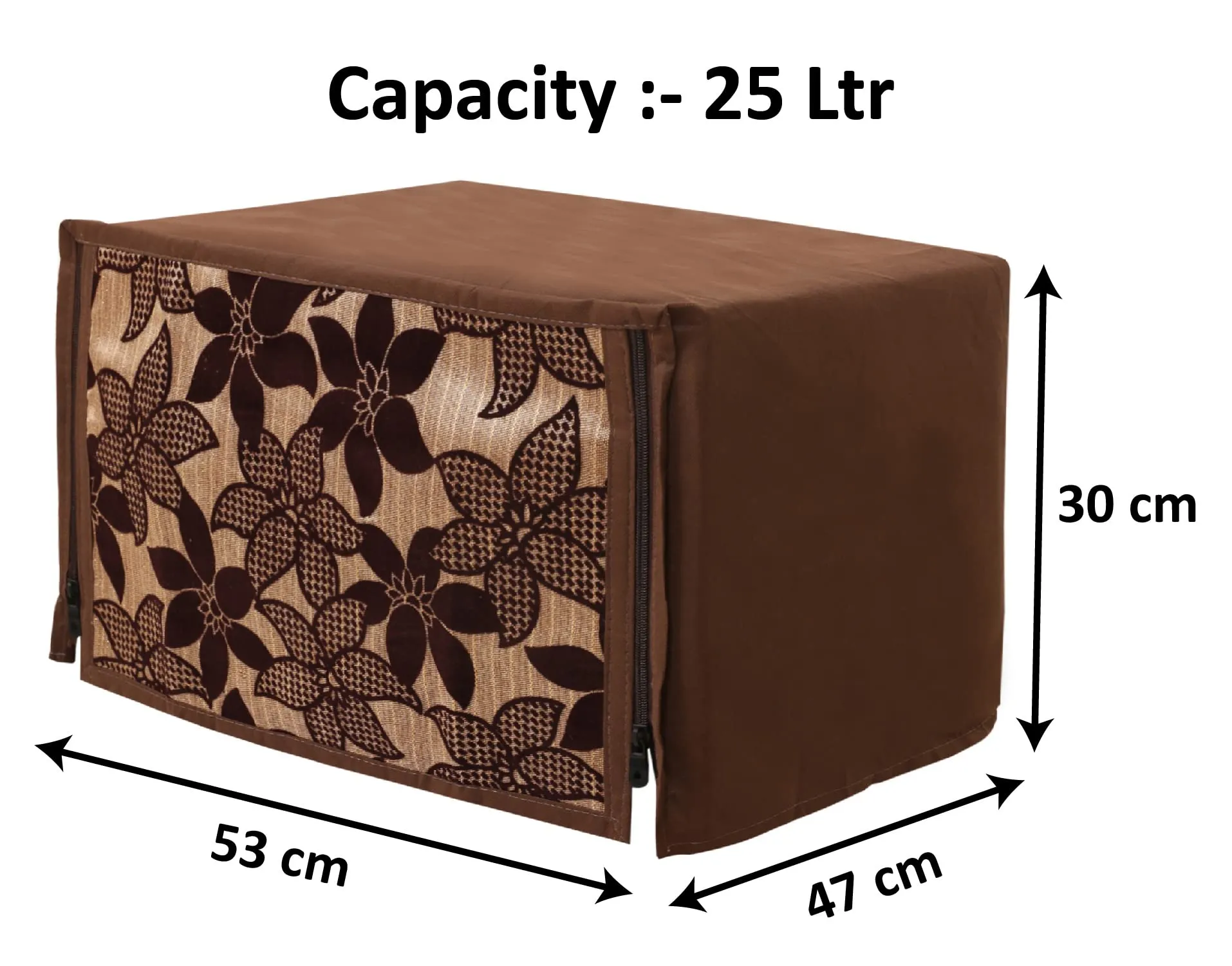 Heart Home Velvet Flower Printed Microwave Oven Cover, Dustproof Machine Protector Cover,25 LTR. (Brown)-HS43HEARTH26060