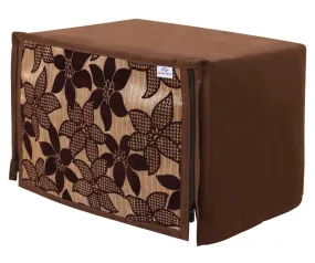 Heart Home Velvet Flower Printed Microwave Oven Cover, Dustproof Machine Protector Cover,25 LTR. (Brown)-HS43HEARTH26060