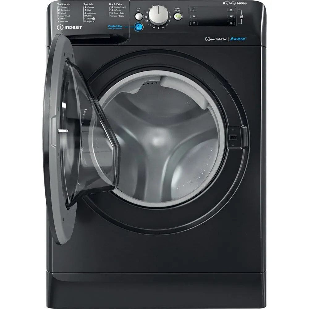 Indesit BDE86436XBUKN 8Kg / 6Kg Washer Dryer with 1400 rpm, 59.5cm Wide - Black