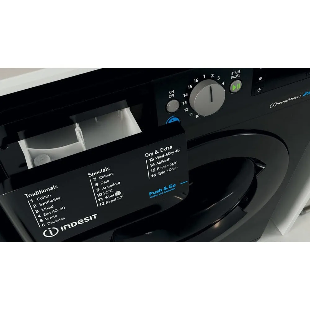 Indesit BDE86436XBUKN 8Kg / 6Kg Washer Dryer with 1400 rpm, 59.5cm Wide - Black